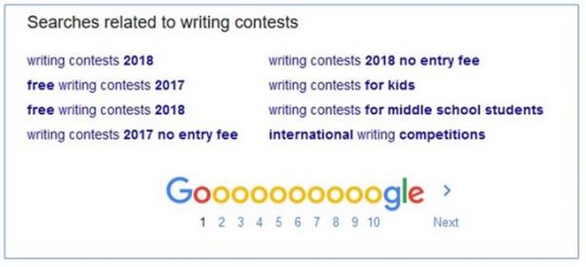 Keyword search results to find freelance writing jobs