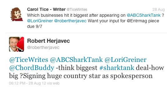 Herjevec from Shark Tank answers my tweet