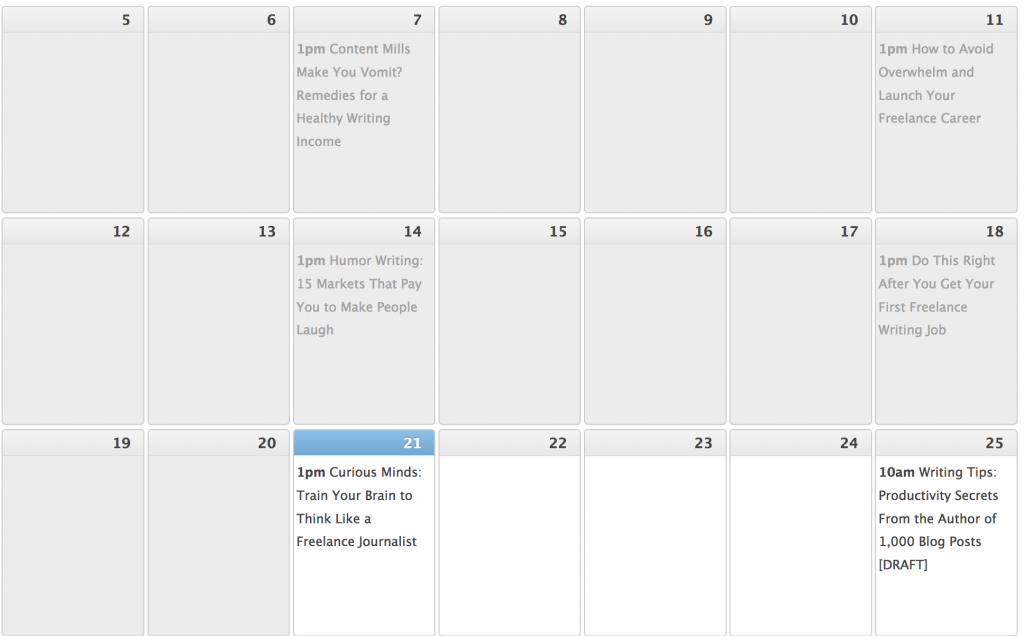 Writing tips on blog posts: editorial schedule