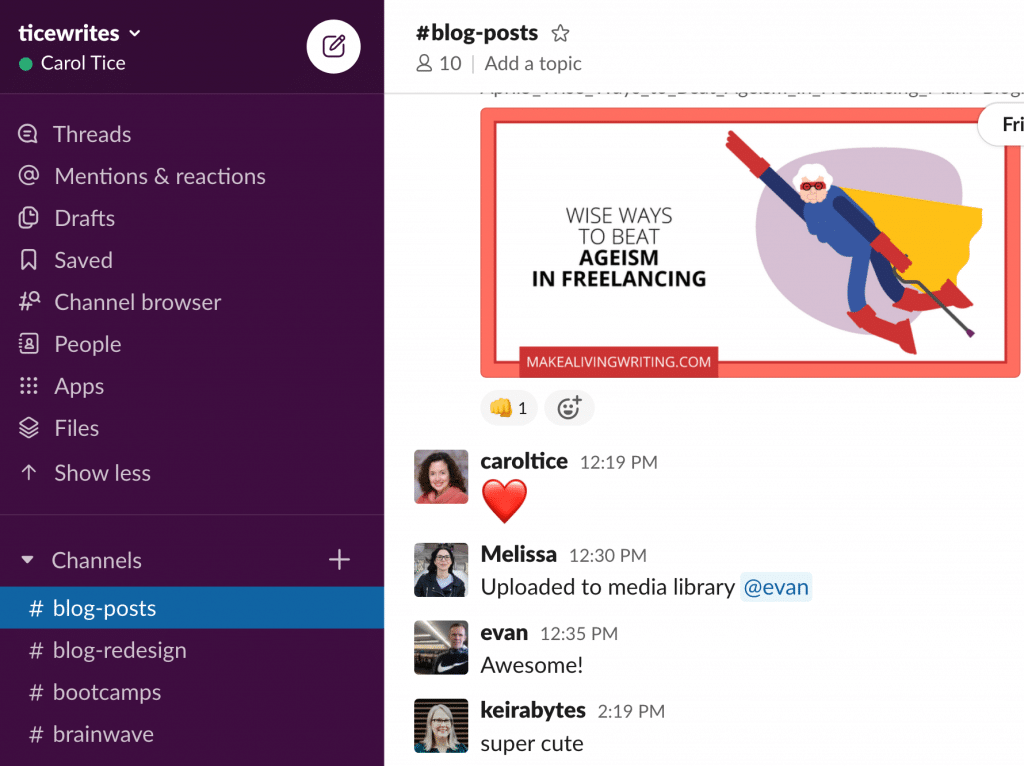 Writing tools: Slack